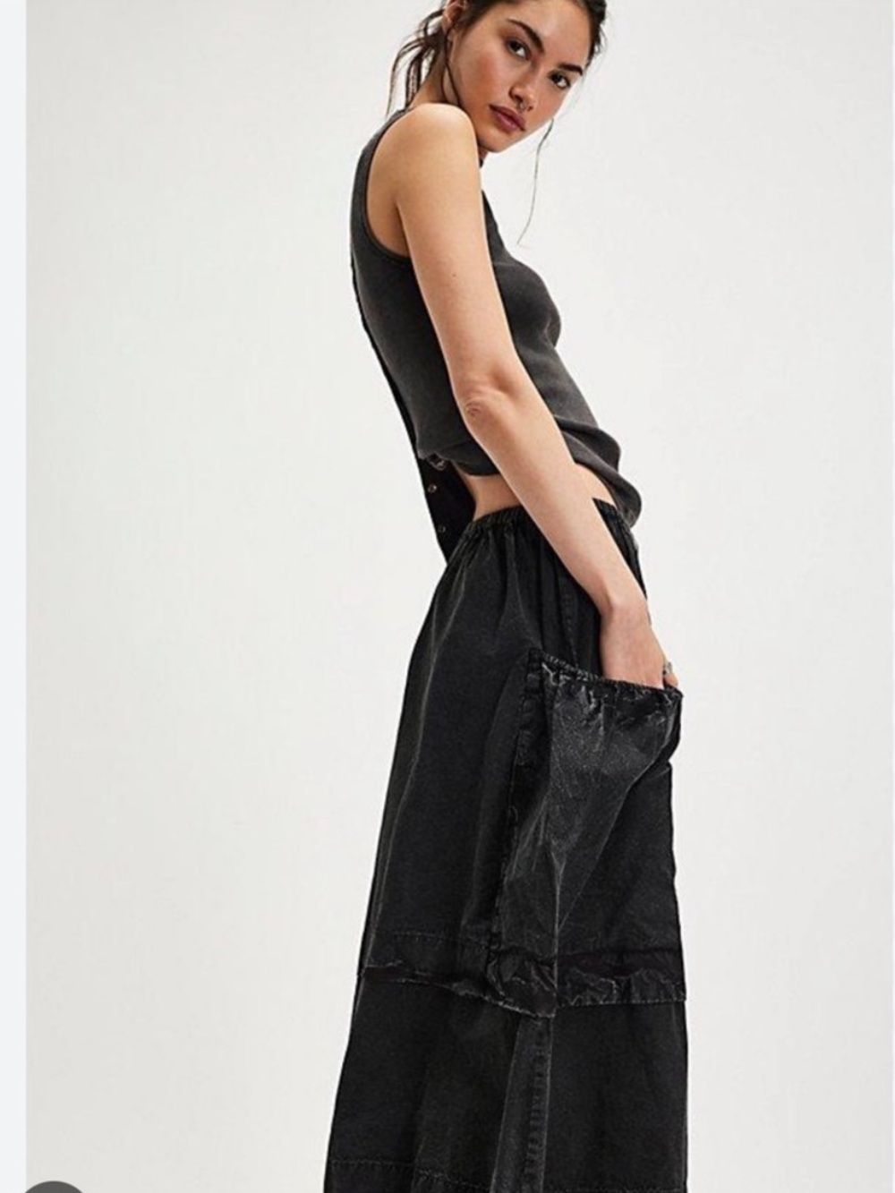 FREE PEOPLE Eloise Black Women's Parachute Maxi Skirt, XS (Will fit Small/Med) - Picture 9 of 15